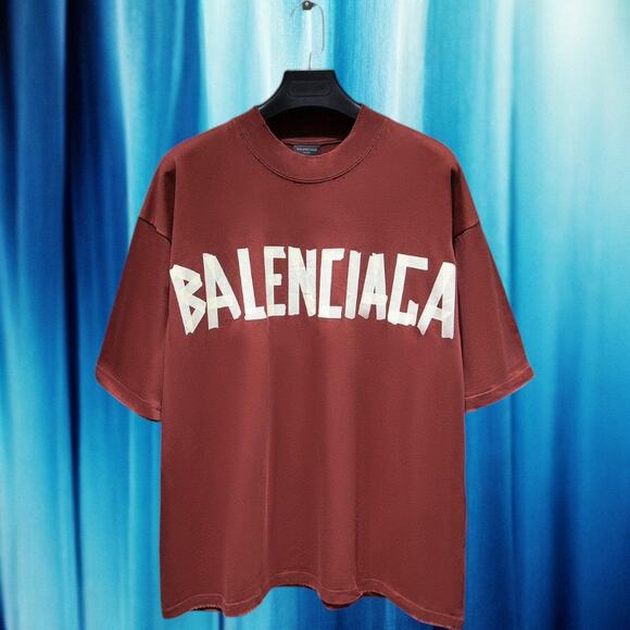 Men's Burgundy Balenciaga Short Sleeve